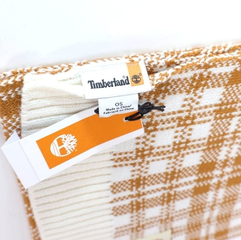 NWT Timberland Cream and Tan Plaid Scarf - Picture 4 of 8